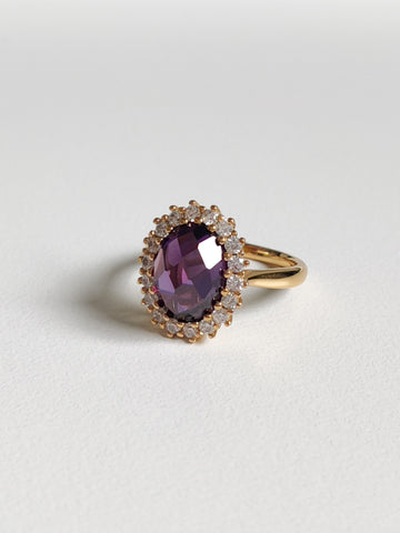 Chrysanthemum Gold Ring - Amethyst